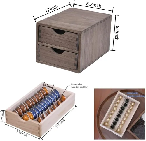 Miniatura 3 de DDYURI Organizador de Cajón Soporte para Cápsulas de Café - Accesorios de Almacenamiento de Cubiertos de Cocina/ Cajones K-Cup con Partición