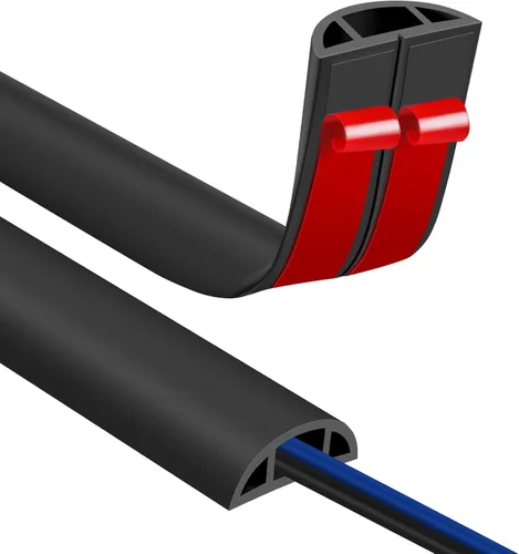 Miniatura 19 de JAHOMFAI Cubierta para cables de piso 1m de largo, cubiertas para cables en el suelo para proteger los cables y prevenir riesgos de caídas, fácil