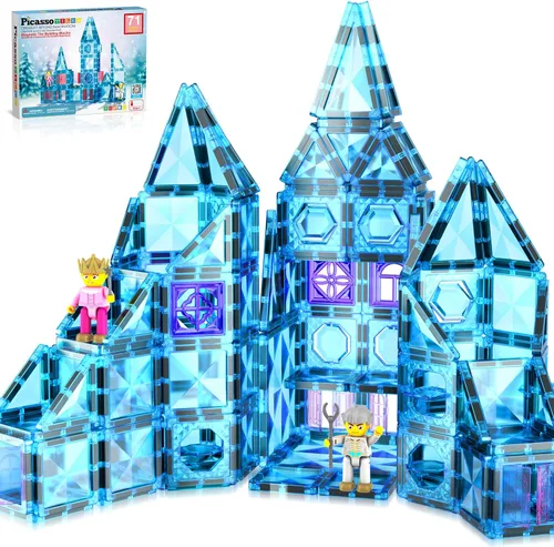 Miniatura 11 de PicassoTiles Juego de bloques de construcción magnéticos tamaño de viaje Serie mini Diamond, bloques de construcción magnéticos, juguetes 13 piezas