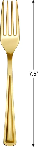 Miniatura 2 de Exquisite Juego de cubiertos desechables de plástico de alta resistencia, 160 piezas de cubiertos de plástico dorado, juego de cubiertos desechables