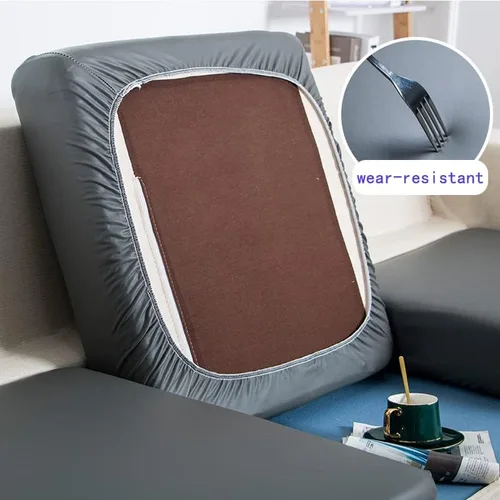 Miniatura 18 de Funda de piel sintética para sofá, funda elástica de cojín de 1/2/3/4 plazas, funda protectora impermeable de muebles para sofá, silla, asiento