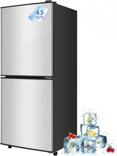 Miniatura 14 de Refrigerador dormitorio con congelador, refrigerador pequeño de 3.45 pies cúbicos con congelador para apartamento, temperatura ajustable de 7