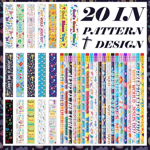 Miniatura 2 de Estune 40 lápices inspiradores a granel con versículos bíblicos cristianos con escrituras inspiradoras # 2, 20 estilos, suministros de regreso a