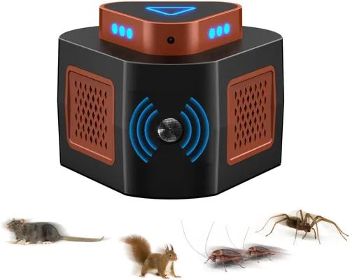 Tirgo Repelente de ratones, enchufe ultrasónico, repelente de plagas ultrasónico para interiores, repelente ultrasónico de roedores de 360° con 4