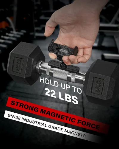 Miniatura 2 de APPS2Car [Paquete de 2] Soporte magnético para teléfono de gimnasio, ajustable en 360°, compatible con teléfonos inteligentes de 4.7 a 6.5 pulgadas