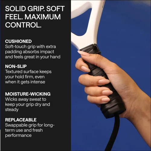 Miniatura 3 de Padel Racket with Overgrip & 2 Wristbands – Memory EVA Foam, Perfectly Balanced – Pala de Padel – Fiberglass Paddle for Beginners and Intermediates