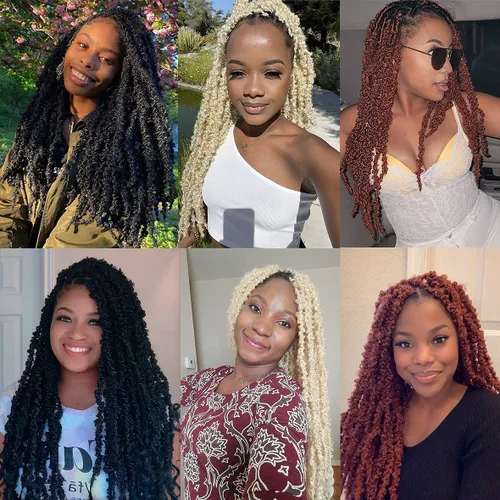 Miniatura 5 de ZRQ 6 paquetes de cabello de ganchillo Butterfly Locs de 20 pulgadas, extensiones de cabello sintético desgastado negro, trenzas de ganchillo