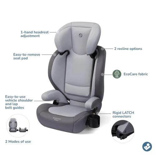 Miniatura 8 de Maxi-COSI RodiSport - Asiento elevador de automóvil para niños, respaldo alto, elevador sin respaldo, reposacabezas de 7 posiciones, sistema Easy