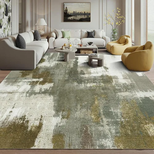 Miniatura 15 de Kelarea Alfombra lavable para sala de estar, 5 x 7 antideslizante, alfombras modernas abstractas color beige, alfombra de pelo bajo fácil