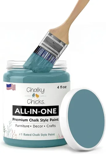 Miniatura 214 de Chalky Chicks - Pintura mate a la tiza, no requiere lijado, 4 onzas líquidas, color gris oscuro (Gun Metal Gray), para muebles, pintura sin Gris