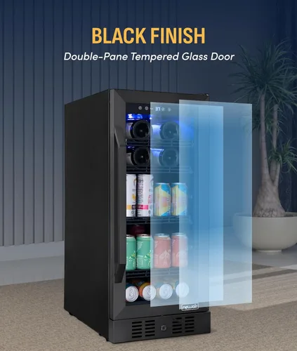 Miniatura 8 de NewAir Refrigerador de bebidas y vino de zona única de 15 pulgadas, refrigerador de bebidas y vino para 33 botellas/80 latas, mini refrigerador