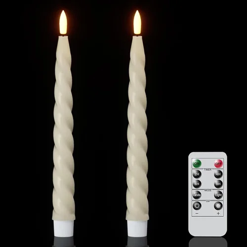 Miniatura 10 de Wondise Velas Cónicas Sin Llama con Control Remoto Temporizador, Candelabros Rojos Cerosos Reales a Batería Velas LED de Mecha 3D para Decoración