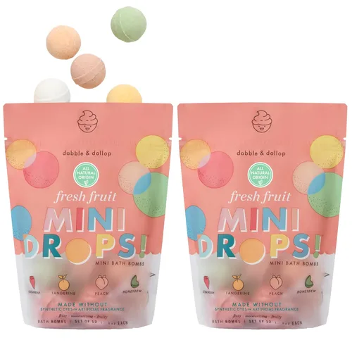 Dabble & Dollop Mini bombas de baño, aromas de fruta fresca, origen natural, aromas mezclables, ingredientes limpios, sin tintes sintéticos, bombas