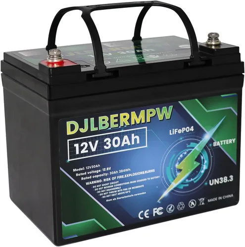 Batería de litio de 12V 30Ah, baterías LiFePO4 de 12V, potencia de carga de 384W, batería de ciclo profundo de iones de litio y fosfato de hierro de
