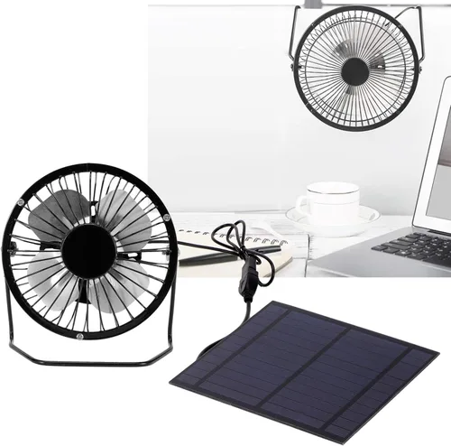 Miniatura 6 de Ventilador alimentado por energía solar, ventilador de enfriamiento de 5 W con mini panel solar, mini ventilador de ventilador para invernadero