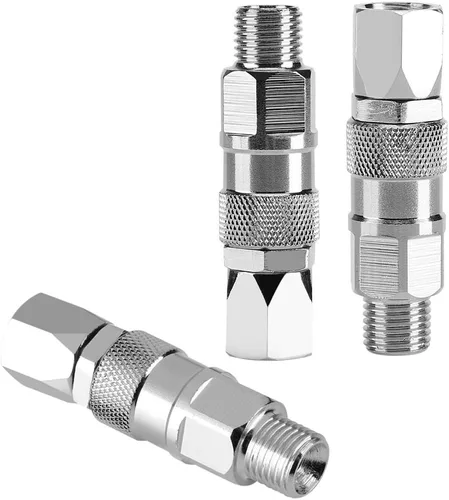 Articulación de pulverizador, 1/4 de pulgada y 360 grados de rotación de pintura sin aire, accesorio giratorio, acero inoxidable plateado de alta