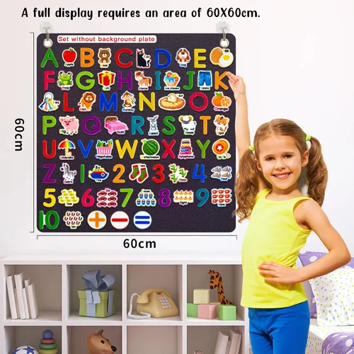 Miniatura 4 de Letras de aprendizaje de fieltro, 75 piezas de tablero de fieltro para tablero de franela de fieltro, alfabeto ABC para niños pequeños para jardín