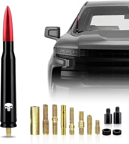 Miniatura 10 de gunhunt 1 PC Diseño de Bandera Americana Antena para Coche y Camión, Antena de Bala para Coche y Camión, Diseño Antirrobo Mejora la Señal Reemplazo