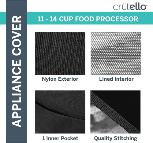 Miniatura 3 de Crutello Funda para procesador de alimentos con bolsillos de almacenamiento para procesadores grandes personalizados de 11 a 14 tazas, compatible