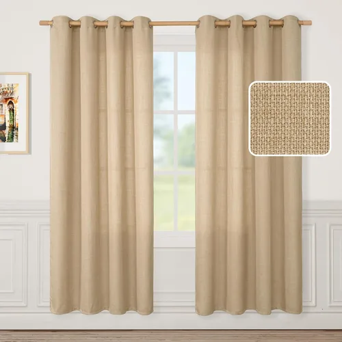 Miniatura 50 de LAMIT Cortinas de Lino Blancas Semitransparentes para Dormitorio, Paneles Filtrantes de Luz, Cortinas de Lino con Ojales de Protección de Privacidad