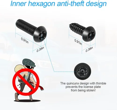 Miniatura 3 de XINLIYA - Kits de tornillos antirrobo para placa de matrícula - Hardware de montaje de placa de matrícula de acero inoxidable a prueba de óxido