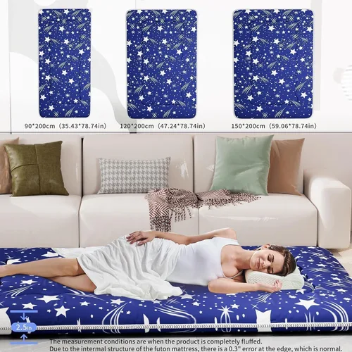 Miniatura 4 de Kiseely Colchón de futón japonés, plegable, tapete de tatami portátil, almohadilla para dormir con bolsa y correa, colchón grueso para dormir