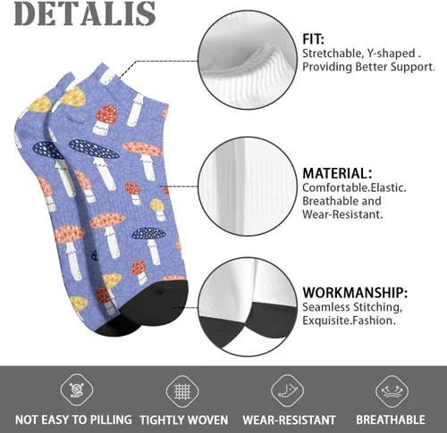 Miniatura 7 de devor Mens Athletic Socks Dress for Mens Socks No Show Athletic Socks Fashionable Mushrooms Funny Mushrooms Magic Mushrooms Plant Forest Sock