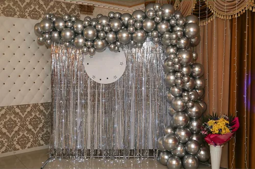 Miniatura 3 de Cortinas de flecos de aluminio para decoraciones navideñas - Melsan 3 unidades, 3.2 x 8.2 pies, telón de fondo de papel de aluminio con flecos
