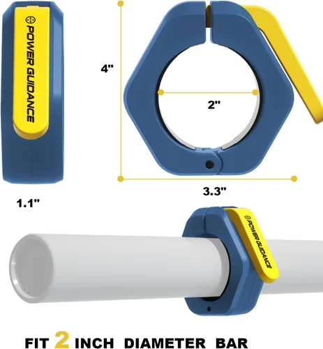 Miniatura 7 de POWER GUIDANCE Barbell Collars Barbell Clips, Only for 2 inch Olympic Barbell Clamps,Non-Slip Weight Clamps Quick Release Barbell Collar for Workout