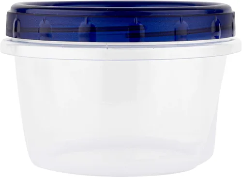 Miniatura 7 de PLASTICPRO Recipientes de delicatessen con parte inferior transparente con tapa azul en la parte superior giratoria, reutilizable, apilable