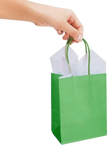 Miniatura 6 de DjinnGlory Paquete de 60 mini bolsas de regalo de papel verde con asas para cumpleaños, bodas, baby shower, regalos de fiesta, pequeñas bolsas