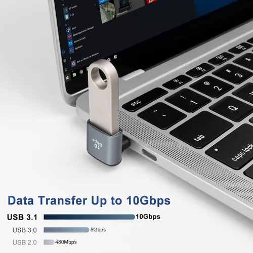 Miniatura 3 de Adaptador USB C a USB 3.1 OTG de 90 grados (paquete de 2), adaptador USBC tipo C macho a USB hembra, transferencia de datos 10G para smartphone