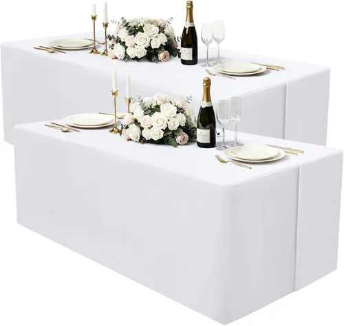 Miniatura 14 de homing Paquete de 2 manteles rectangulares ajustables, mantel de tela lavable de 4 pies, mantel de poliéster impermeable para fiestas, ferias, Negro