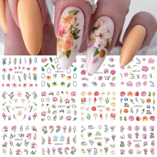 Miniatura 9 de SINSEN Calcomanías de arte de uñas de mariposa, mariposas coloridas de primavera y verano, bonitas decoraciones de arte de uñas para mujeres