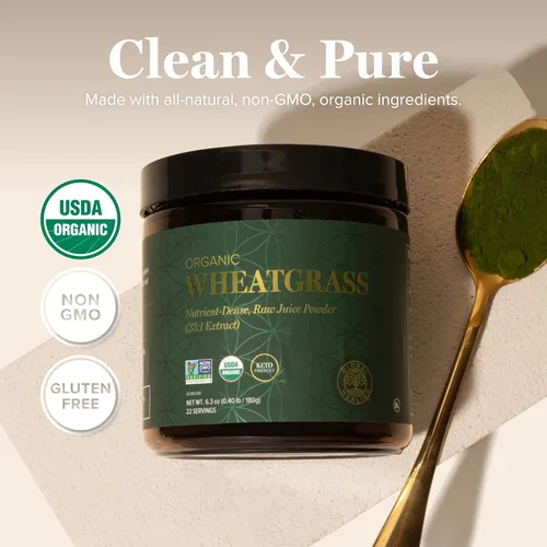 Miniatura 4 de Global Healing - Polvo orgánico de pasto de trigo orgánico de 6.3 onzas (6.35 oz), rico en nutrientes, jugo de pasto de trigo crudo (extracto 33:1)