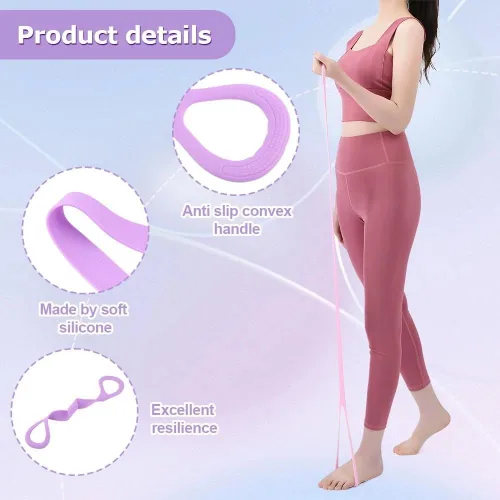 Miniatura 5 de 3 bandas de resistencia para mujer, banda de resistencia con asas para entrenamiento, cuerdas elásticas para entrenamiento de estiramiento
