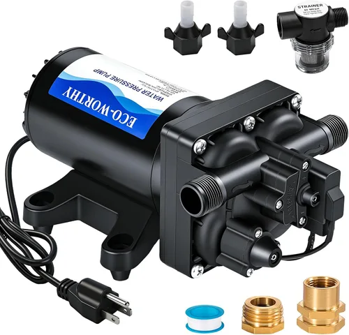 Miniatura 10 de ECO-WORTHY - Bomba de presión de diafragma de agua de la serie 33, industrial, 110V AC, flujo de 4.0 GPM, presión nominal de 50 PSI, bomba