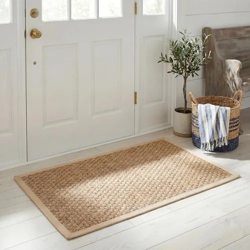 Miniatura 61 de Safavieh Natural Fiber NF114P - Alfombra redonda de hierba marina, tejido de canasta, con borde, de 244 cm, color gris Natural/ gris