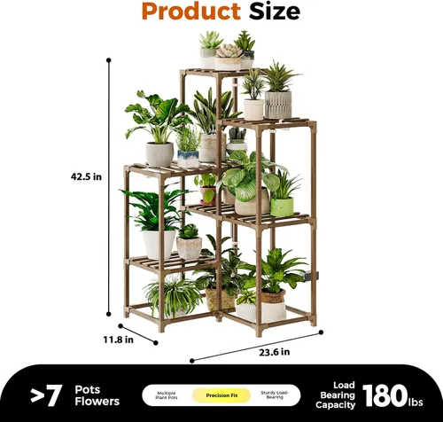 Miniatura 5 de Bamworld Soporte para Plantas con Luz de Cultivo para Plantas de Interior Rincón de Crecimiento Estante para Plantas con Luces de Cultivo