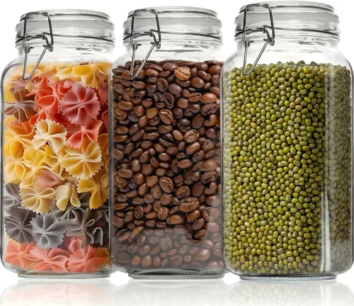 Miniatura 8 de HomArtist Frascos de vidrio de 32 oz de boca ancha con tapas herméticas, paquete de 4 frascos de vidrio para encurtir para conservas, fermentación