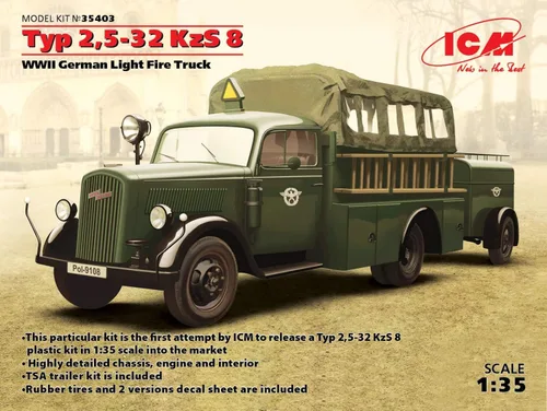 Miniatura 7 de ICM Modelos Tipo 2,5-32 KZS 8 WWII Alemán Camión de Bomberos Ligero Modelo Kit