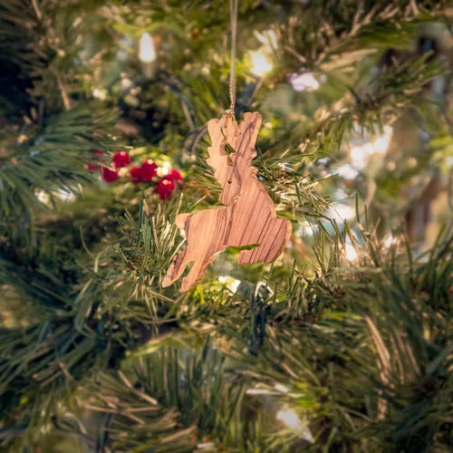 Miniatura 2 de Adorno de Navidad de ángel con trompeta (horizontal), madera de olivo, decoraciones de temporada para árbol de Navidad, pequeños adornos navideños