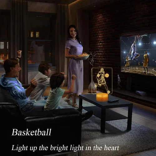 Miniatura 2 de Luz nocturna de baloncesto para niños, regalo para amantes del baloncesto con control remoto y táctil inteligente, 16 colores cambiantes, lámpara