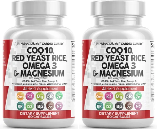 Miniatura 11 de Clean Nutraceuticals COQ10 200mg Arroz de Levadura Roja Omega 3 Complejo de Magnesio 500mg Niacina Zinc Vitamina K2 D3 - Vitaminas para el Apoyo al
