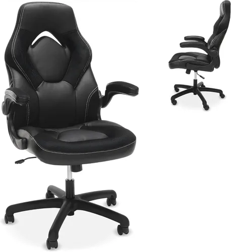 RESPAWN 3085 Silla ergonómica para juegos para adultos, silla de oficina con respaldo alto con reposacabezas y brazos abatibles, asiento de cuero