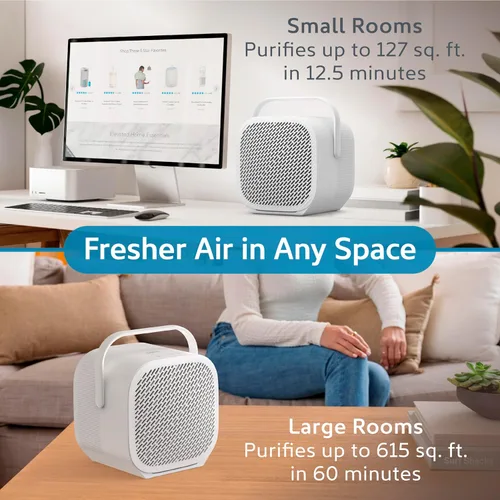 Miniatura 4 de Pure Enrichment PureZone DUO - Purificador de aire de mesa True HEPA, flujo de aire de doble dirección, filtración de 3 etapas que captura polvo