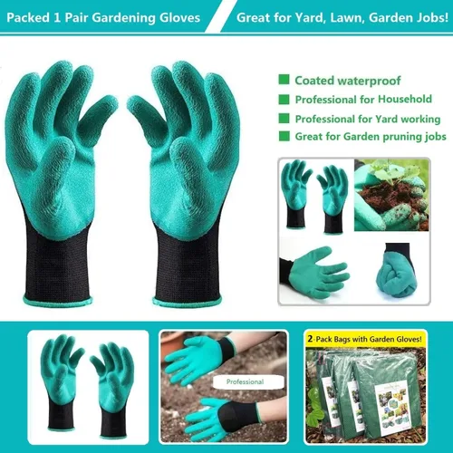 Miniatura 9 de Paquete de 2 bolsas profesionales de jardín grandes de 80 galones (D26, H33 pulgadas) con guantes de jardinería para bolsas de hojas, residuos