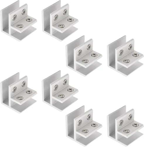 Miniatura 27 de INCREWAY Abrazadera de vidrio, paquete de 4 soportes ajustables de aleación de aluminio de doble cara para estante de vidrio, soporte de abrazadera