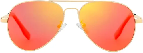 Miniatura 37 de Gleyemor Lentes de sol polarizados estilo aviador para niños y niñas, jóvenes, adolescentes, dos tamaños de 1.969 in y 2.047 in