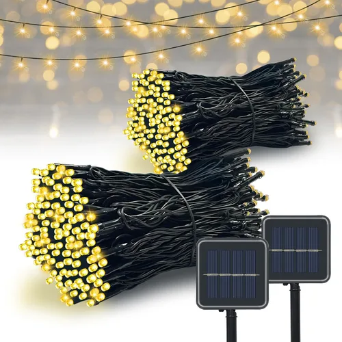 Miniatura 9 de Vimorg Guirnalda de luces solares para exteriores, paquete de 2 luces solares de Navidad de 79 pies, 200 LED, impermeables, con 8 modos